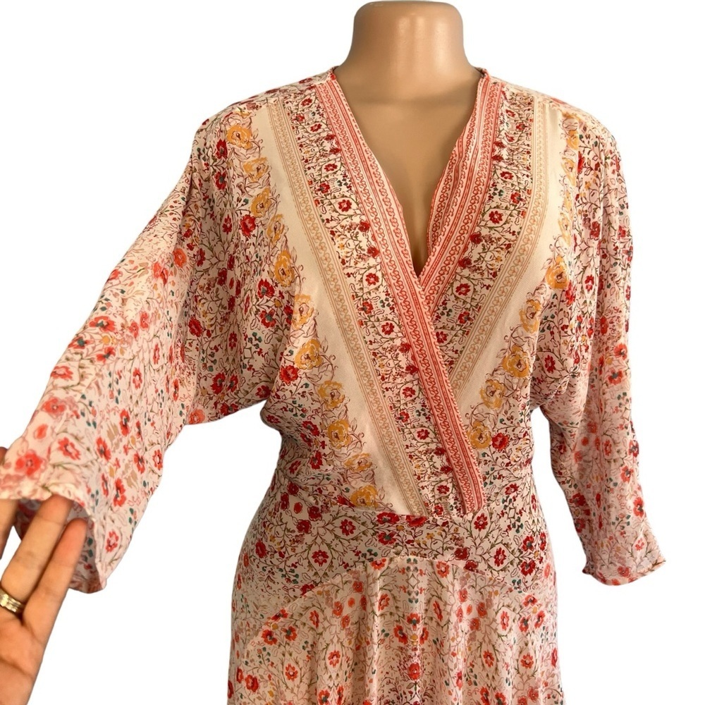 Anthropologie HD in Paris 3/4 Sleeves Floral Asymmetrical Hem Dress - Picture 5 of 11